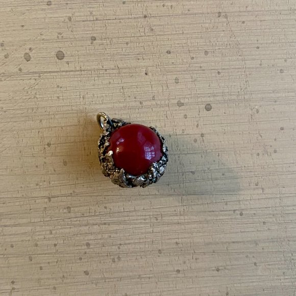 Vintage 1990's Red Marble Charm Pendant - Picture 2 of 6